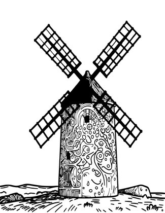 La Mancha Windmill - Free printable coloring page