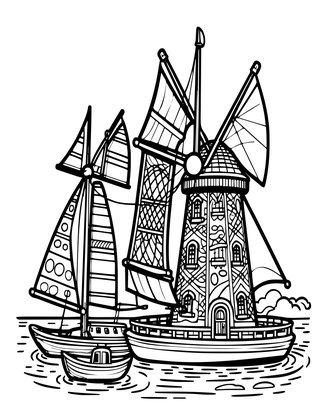 Tide Mill - Free printable coloring page