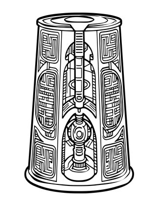 Hollow Post Mill - Free printable coloring page