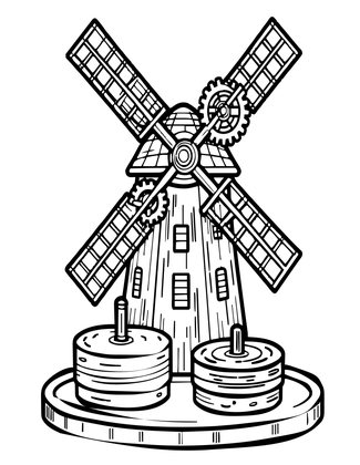 Windmill Interior - Free printable coloring page