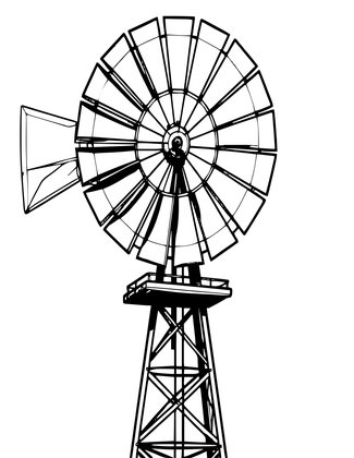 Farm Wind Pump - Free printable coloring page