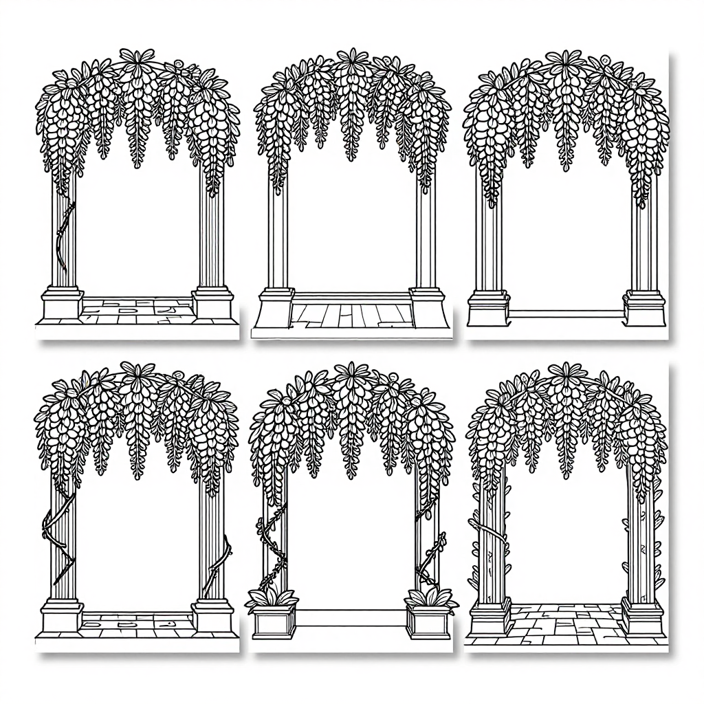 Wisteria Arches coloring pages collection - 30 free printable pages