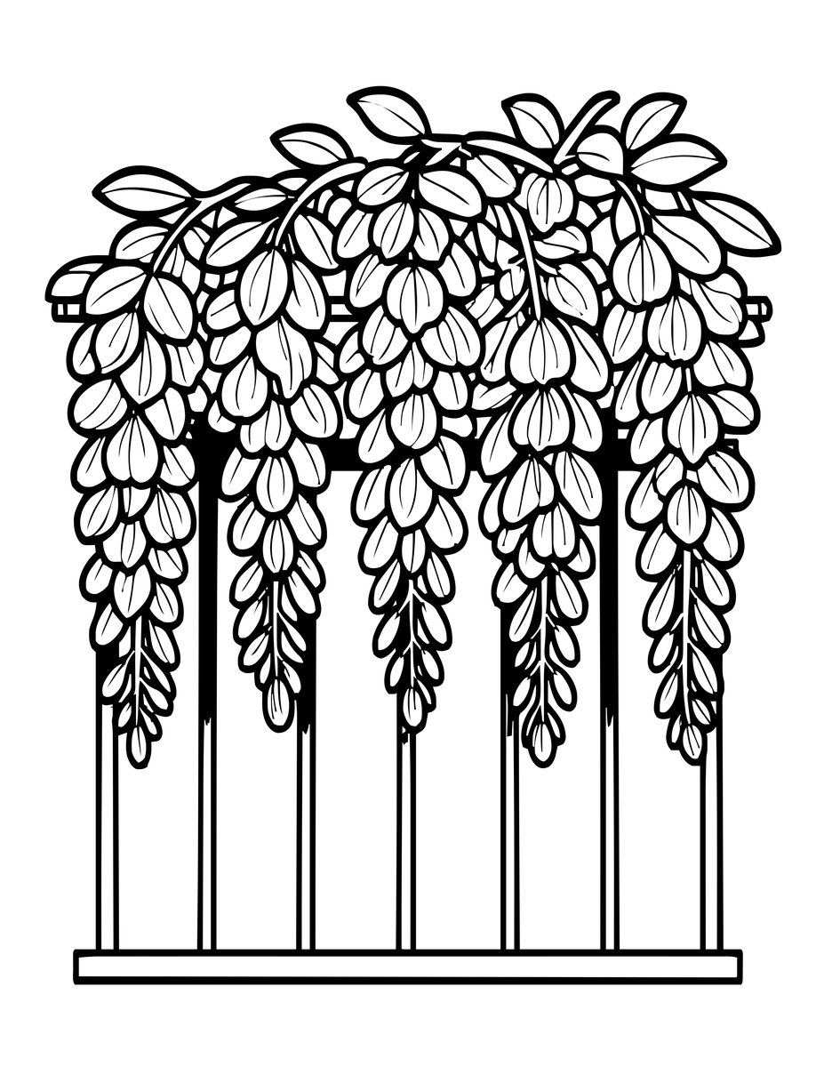 White Wisteria - free printable coloring page
