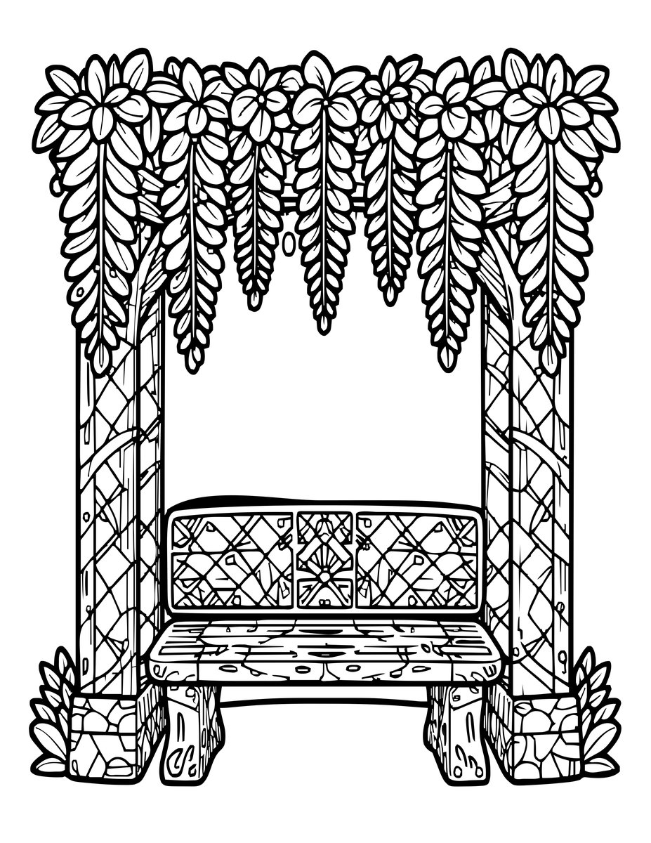 Garden Bench - free printable coloring page