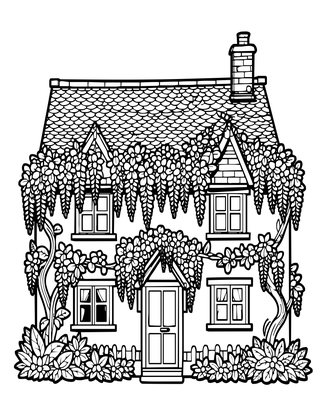 Cottage Facade - Free printable coloring page