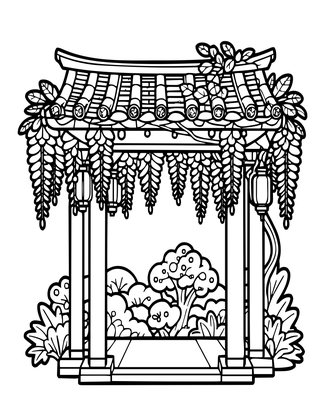 Japanese Garden - Free printable coloring page