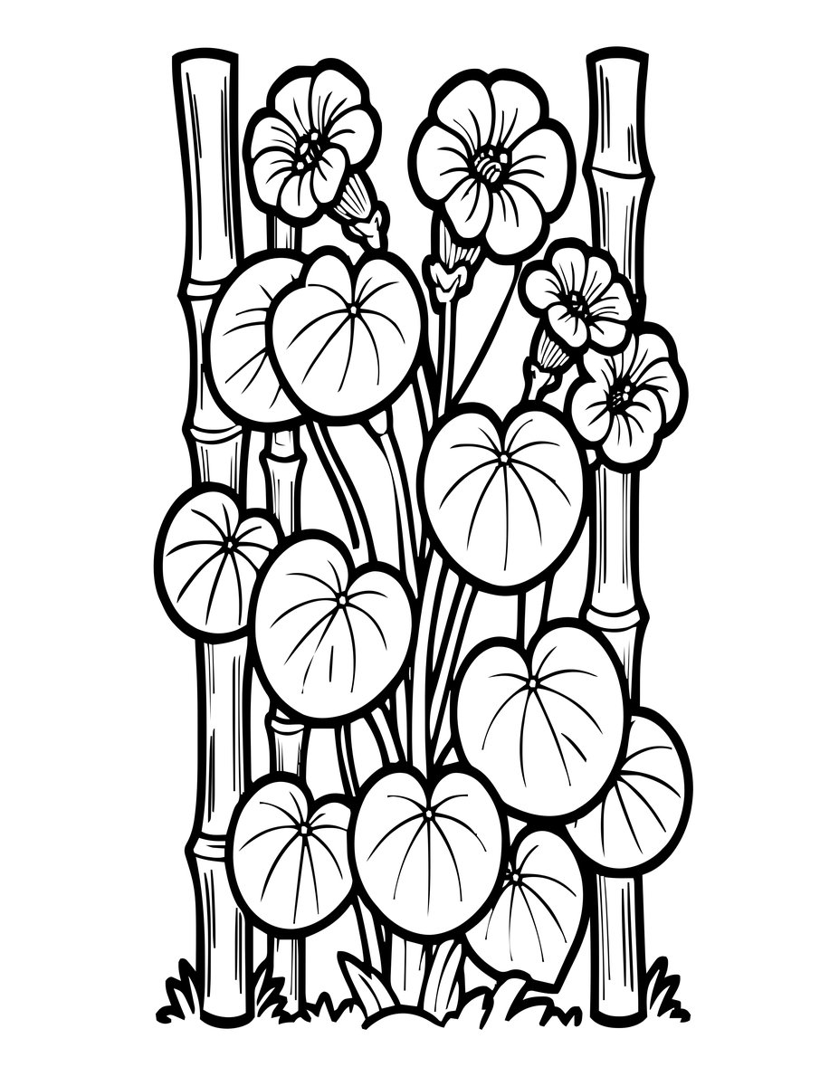 Climbing Nasturtium - free printable coloring page