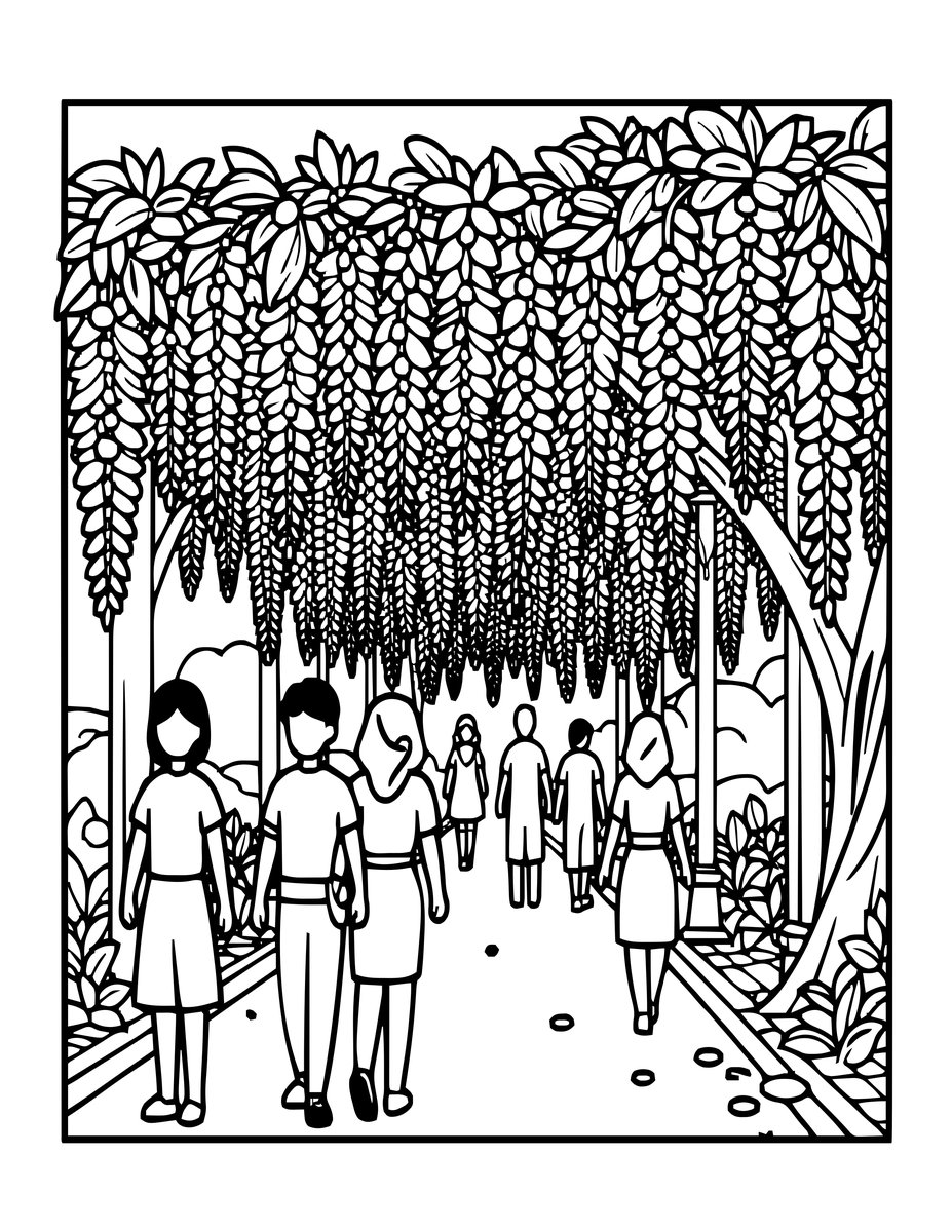 Wisteria Festival - free printable coloring page