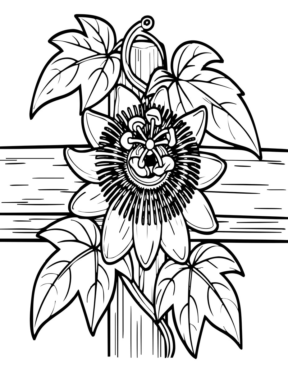 Passionflower Vine - free printable coloring page