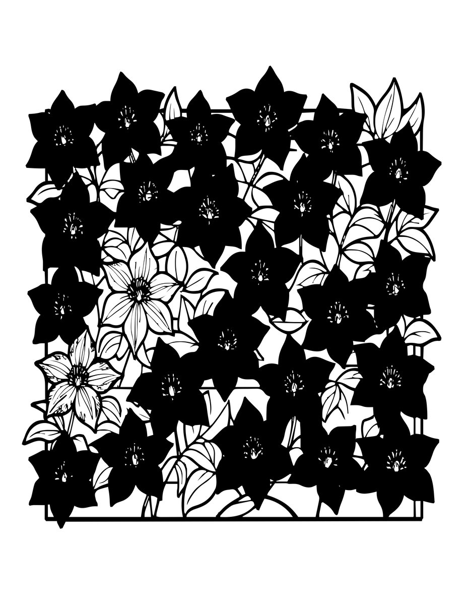 Clematis Wall - free printable coloring page