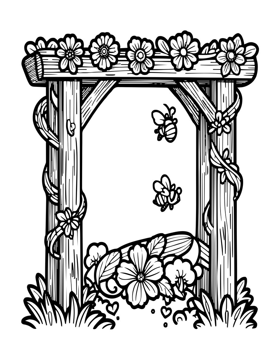 Honeysuckle Arbor - free printable coloring page