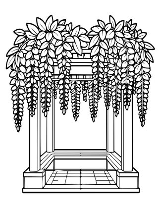 Wisteria Pergola - Free printable coloring page