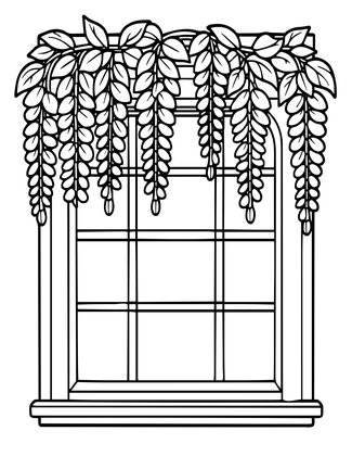 Wisteria Window - Free printable coloring page