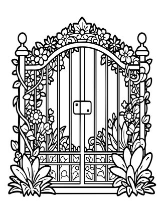 Garden Gate Vines - Free printable coloring page