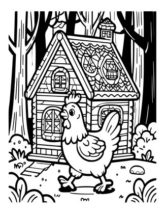 Walking Cottage - Free printable coloring page