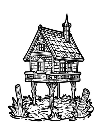 Marsh Cottage - Free printable coloring page