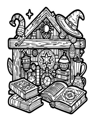 Cottage Attic - Free printable coloring page