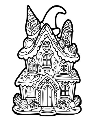 Candy Cottage - Free printable coloring page