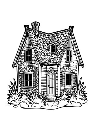 Abandoned Cottage - Free printable coloring page