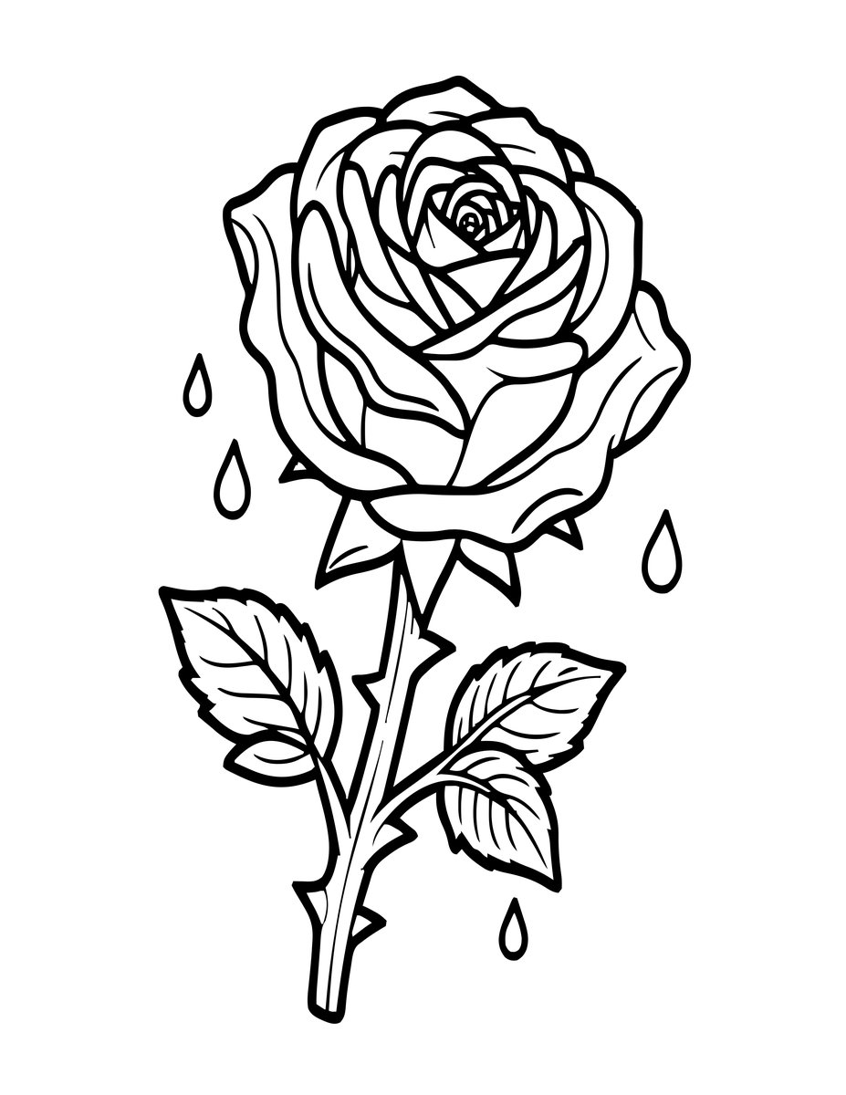 Rose and Thorn - free printable coloring page