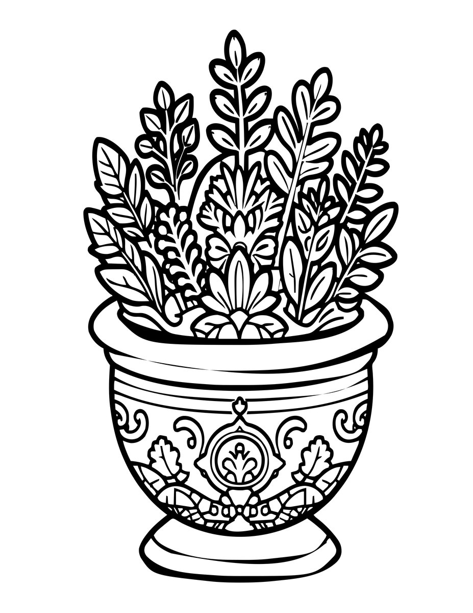 Cauldron Plants - free printable coloring page