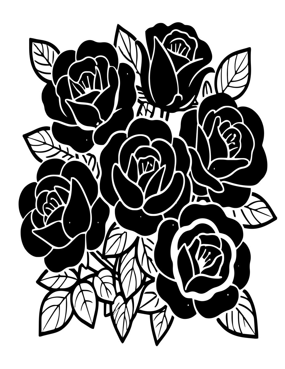 Black Roses - free printable coloring page