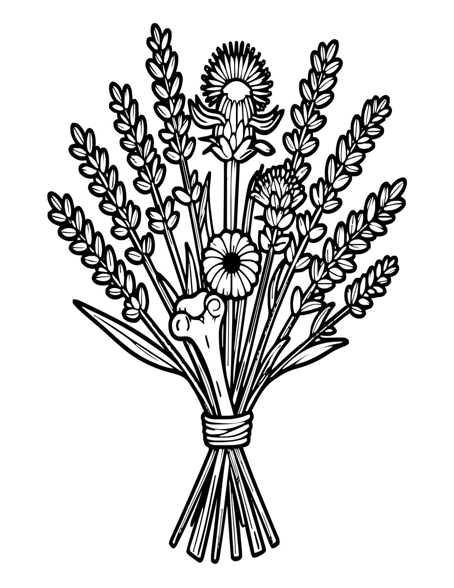 Dried Bouquet - free printable coloring page