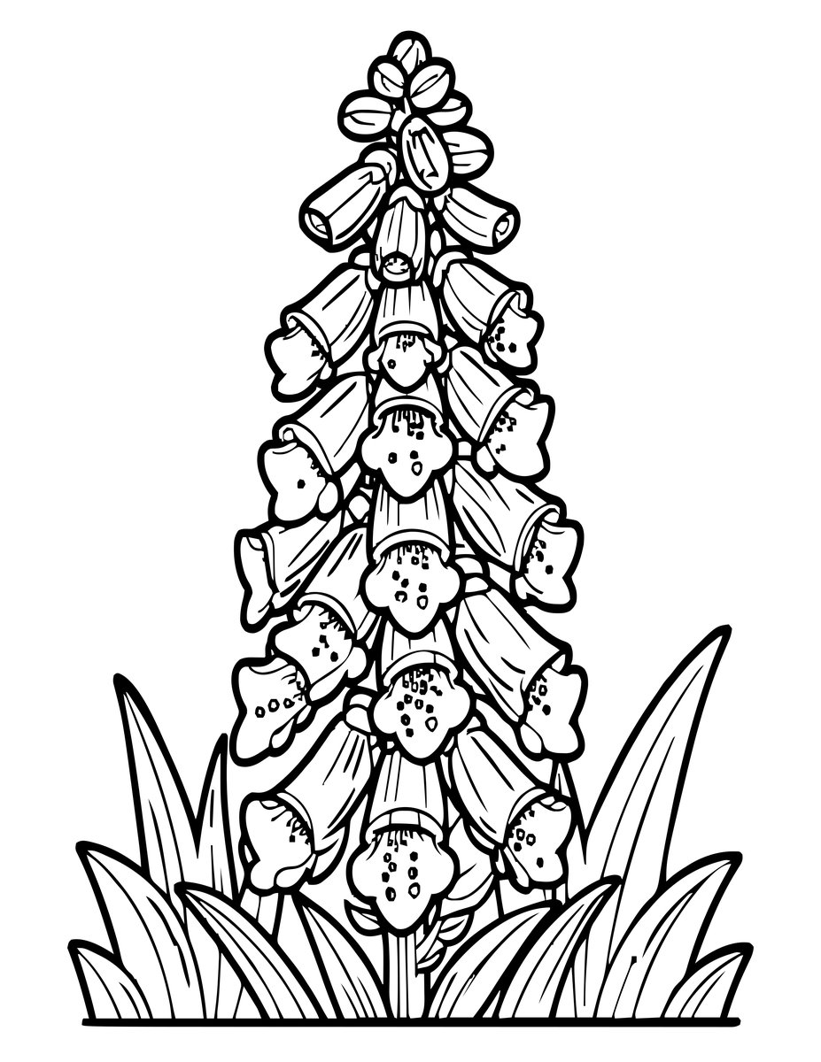 Foxglove - free printable coloring page