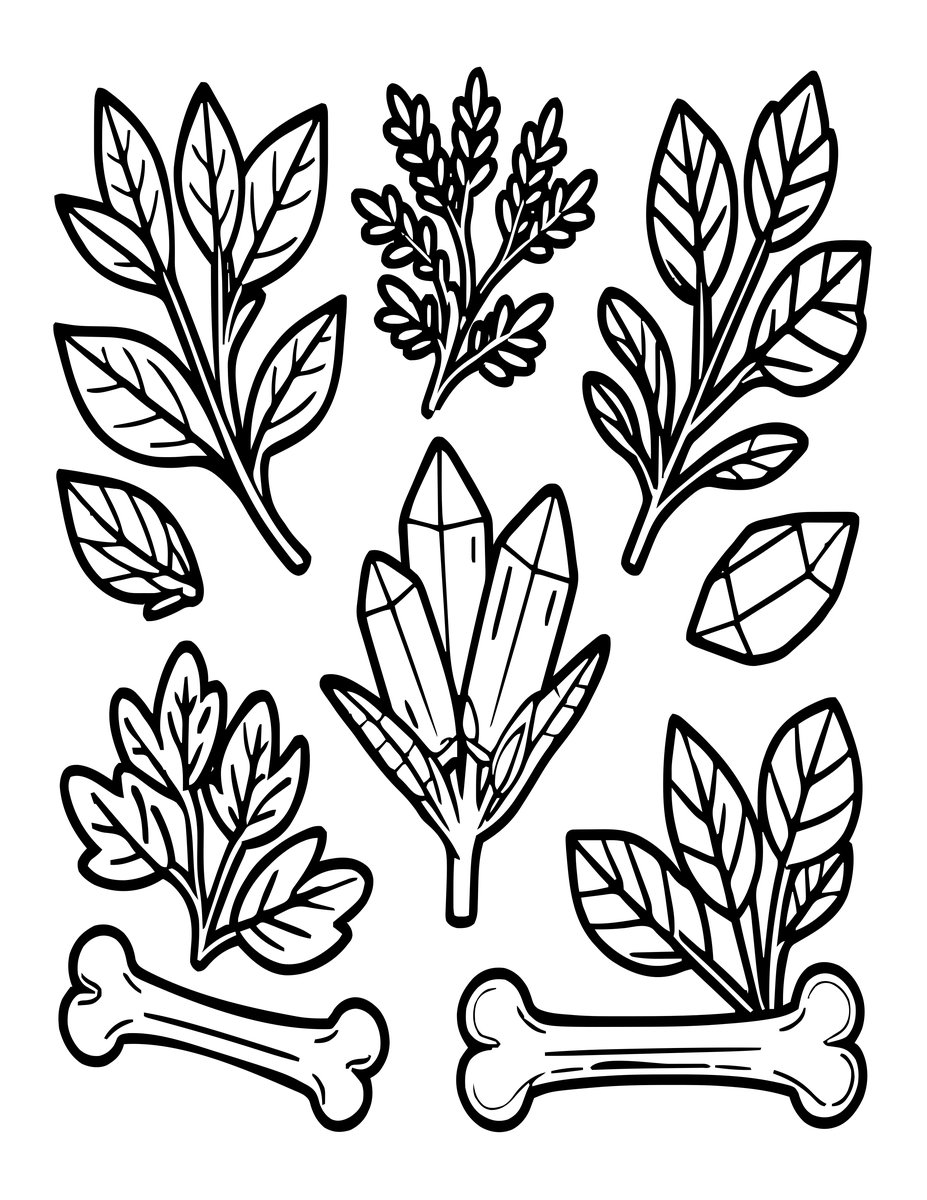Potion Ingredients - free printable coloring page