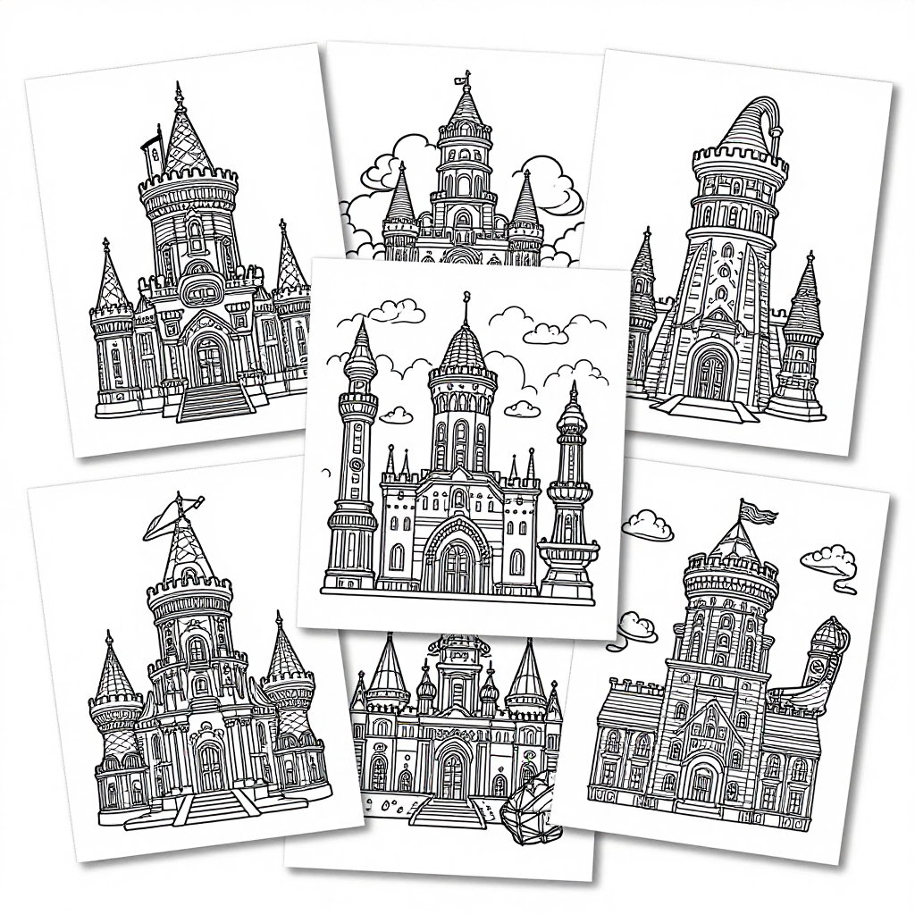 Wizard Towers coloring pages collection - 30 free printable pages