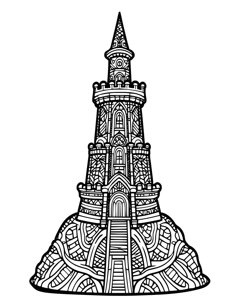 Underground Tower - free printable coloring page
