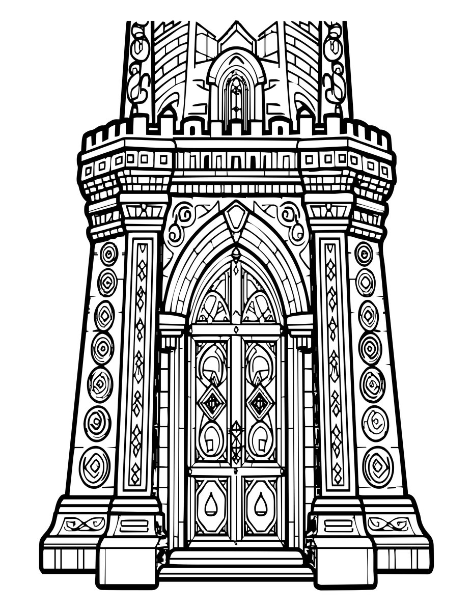 Tower Door - free printable coloring page