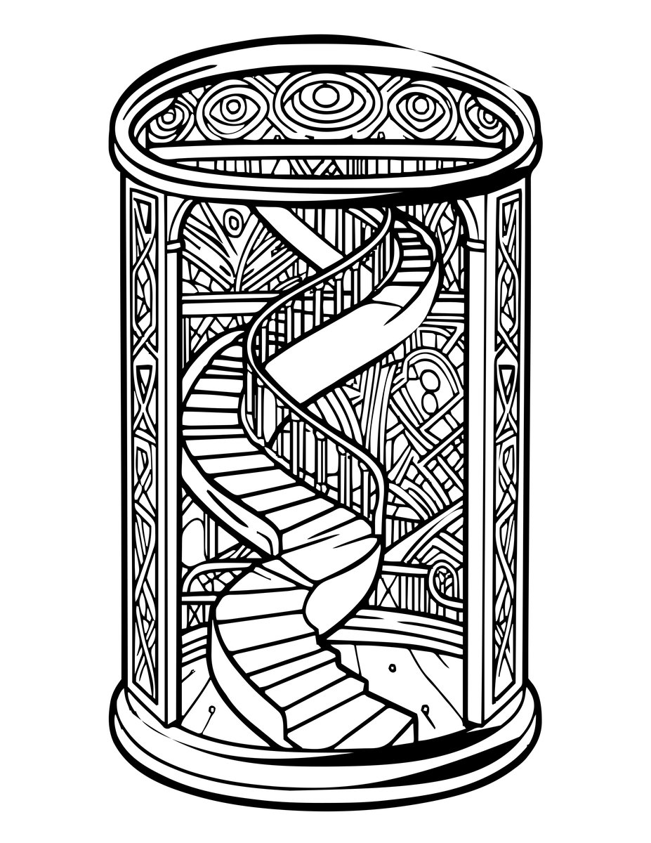 Tower Staircase - free printable coloring page