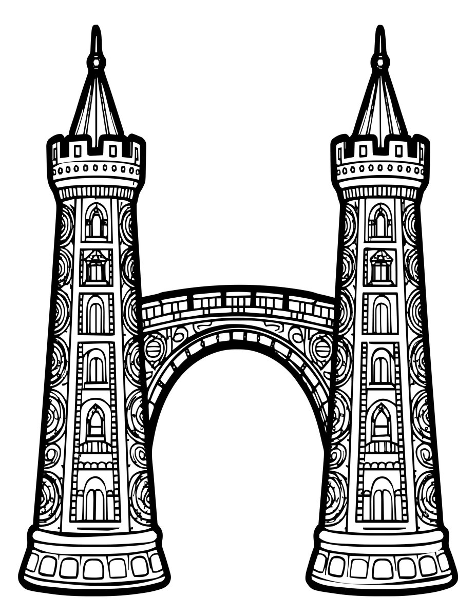 Twin Towers - free printable coloring page