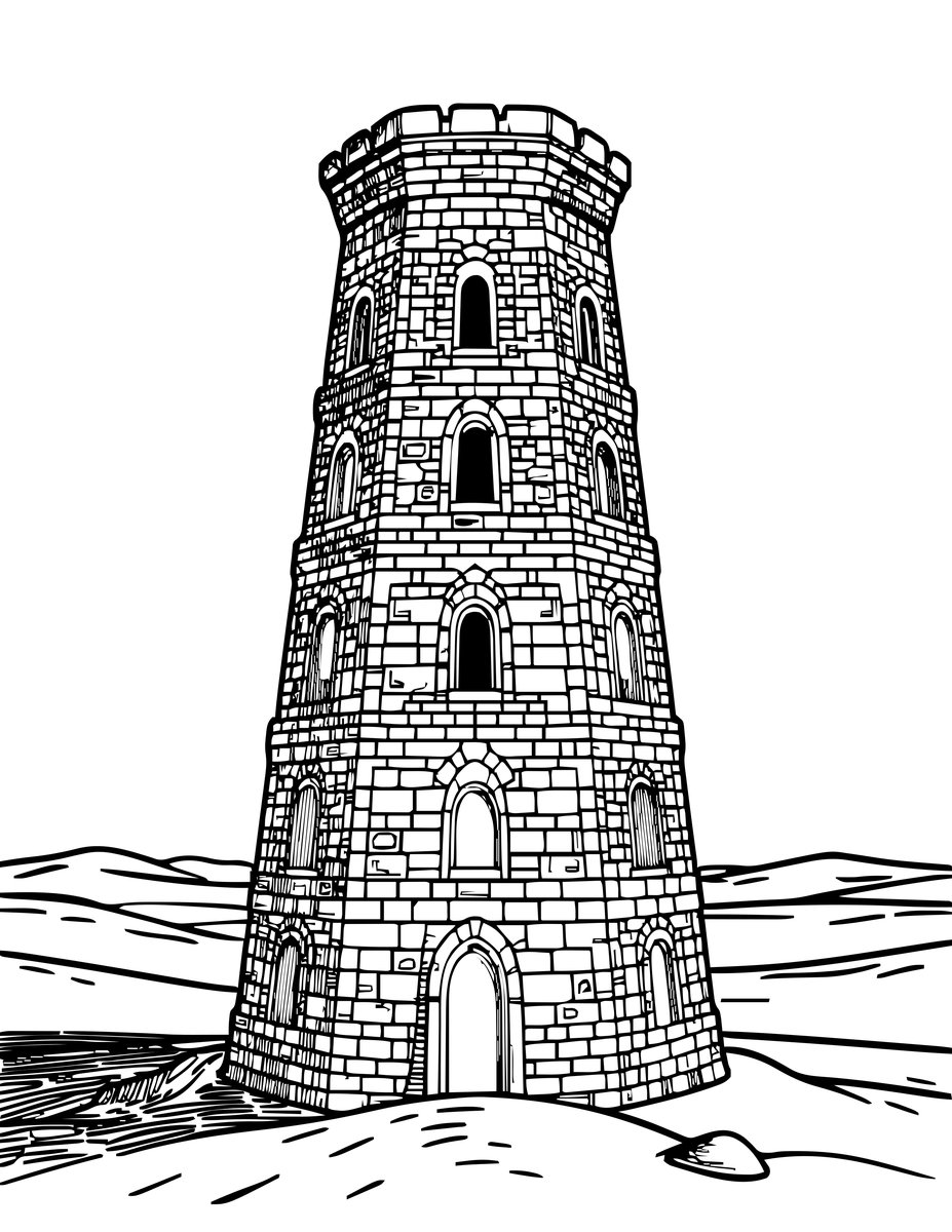 Desert Tower - free printable coloring page