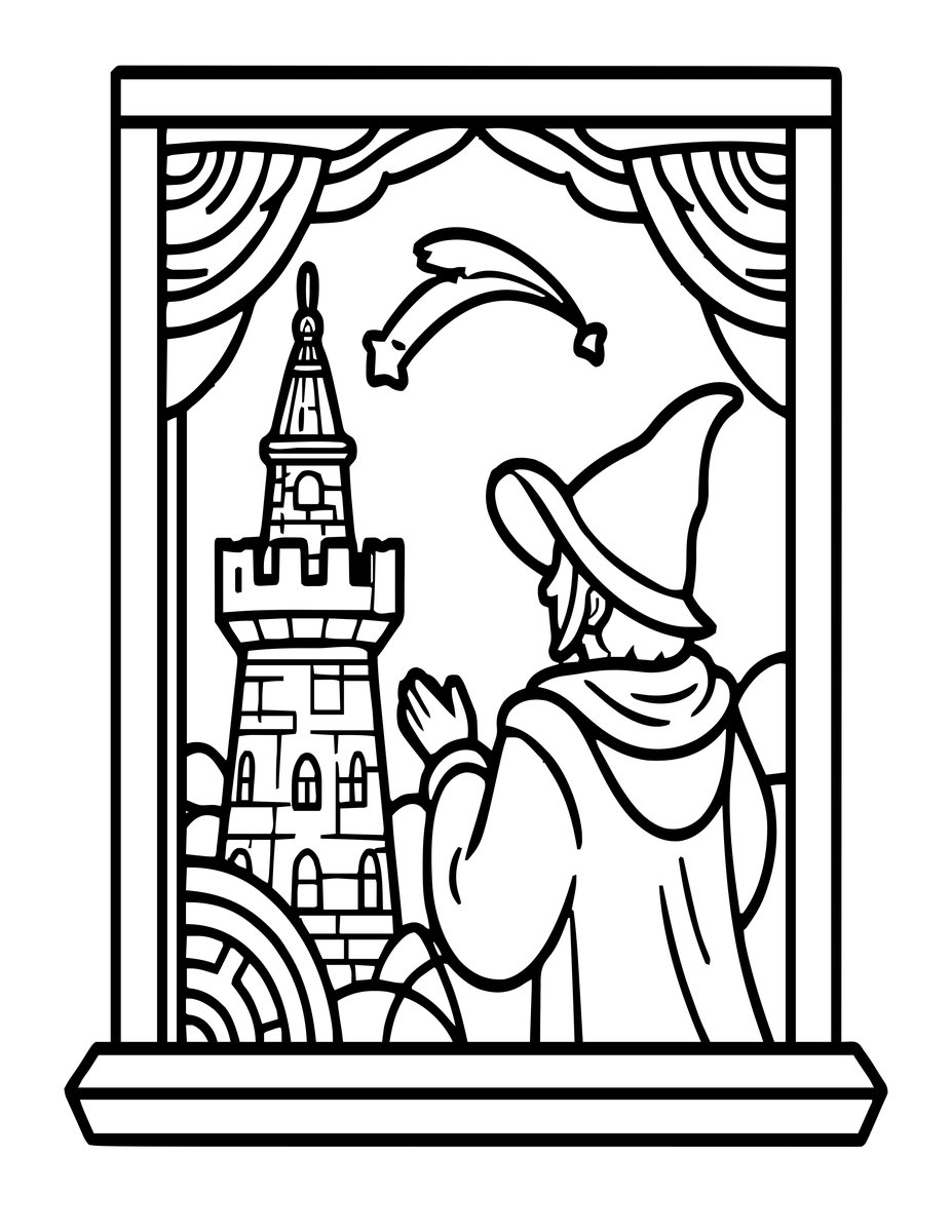 Tower and Comet - free printable coloring page