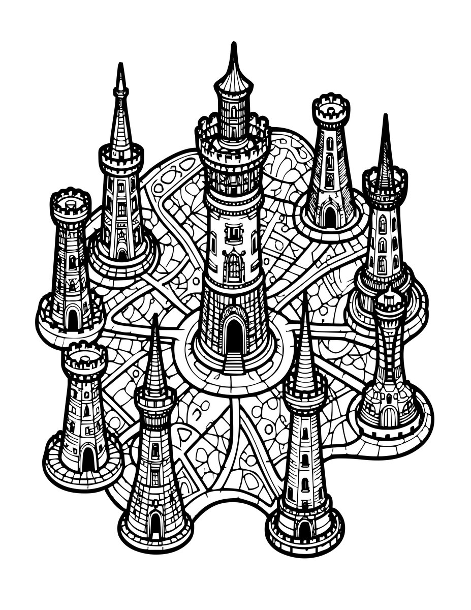 Tower Map - free printable coloring page