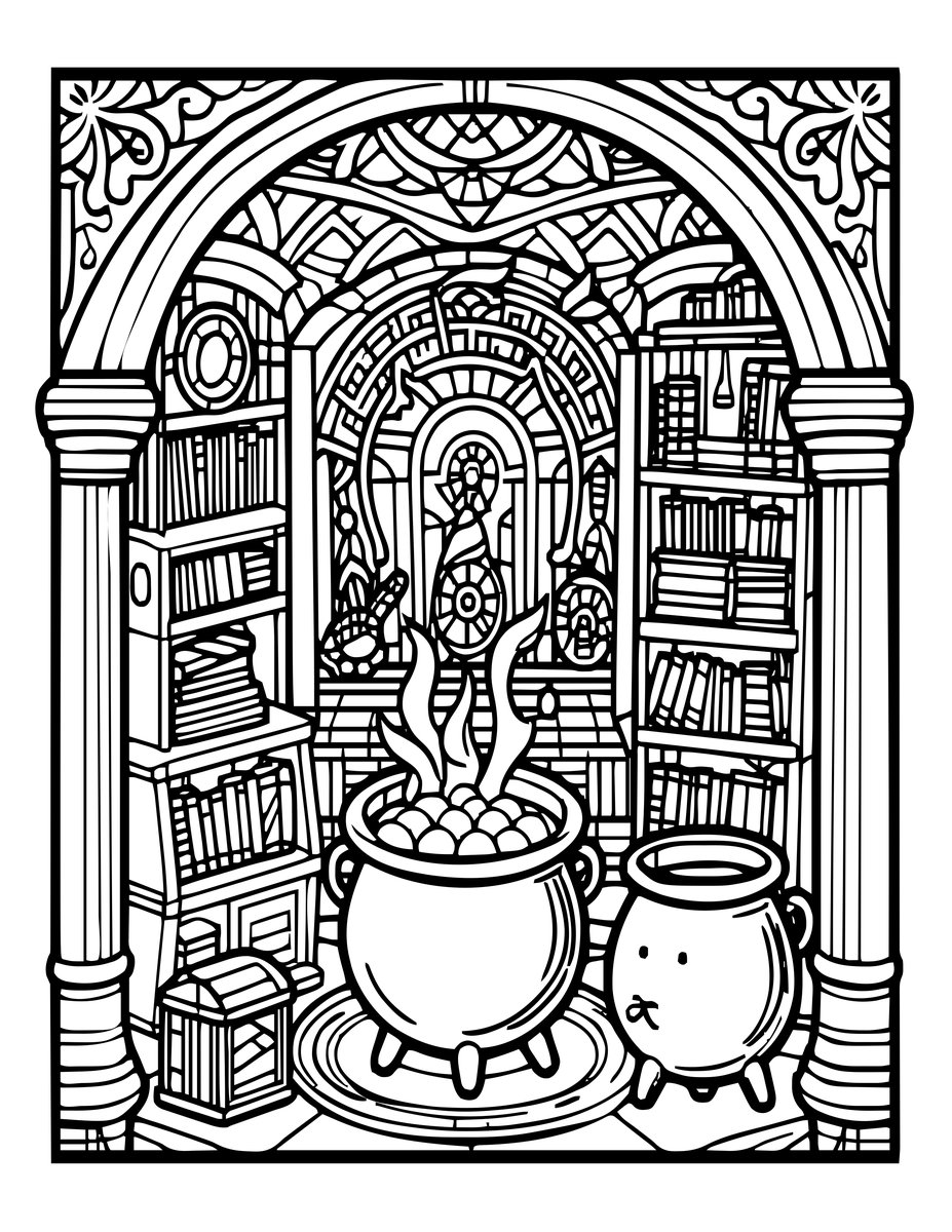 Tower Interior - free printable coloring page