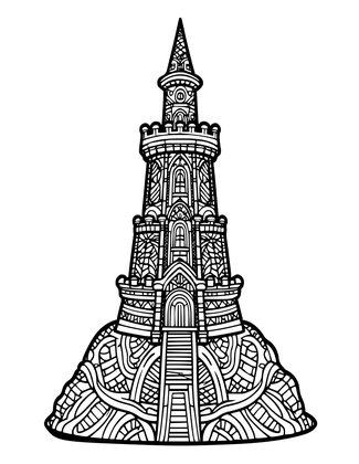 Underground Tower - Free printable coloring page