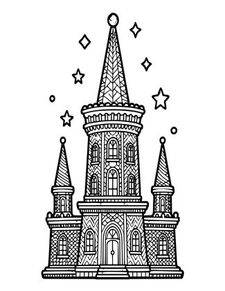 Tower at Night - Free printable coloring page