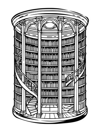 Tower Library - Free printable coloring page