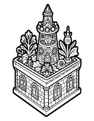 Tower Garden - Free printable coloring page