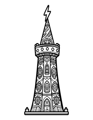 Tower and Storm - Free printable coloring page