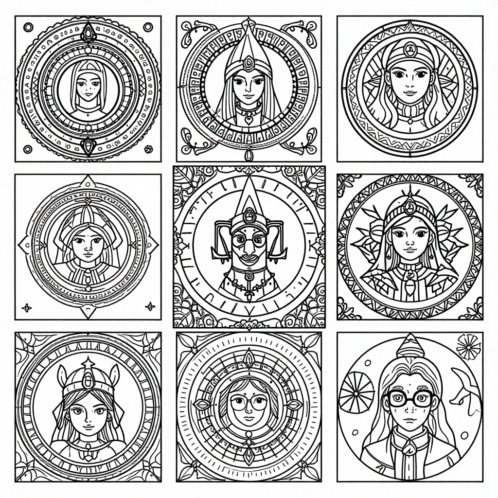 Wizards Sorcerers coloring pages collection - 30 free printable pages