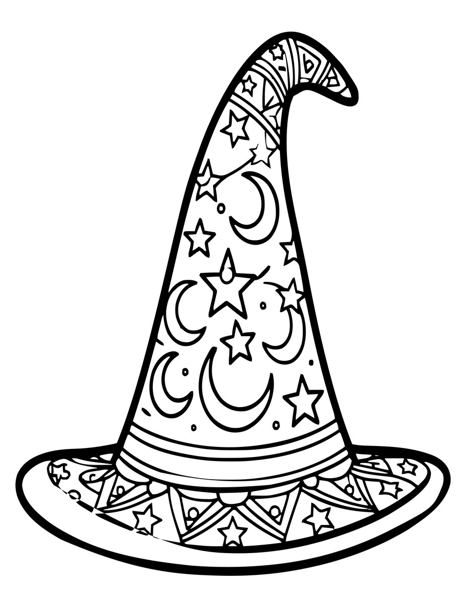 Wizard Hat - free printable coloring page