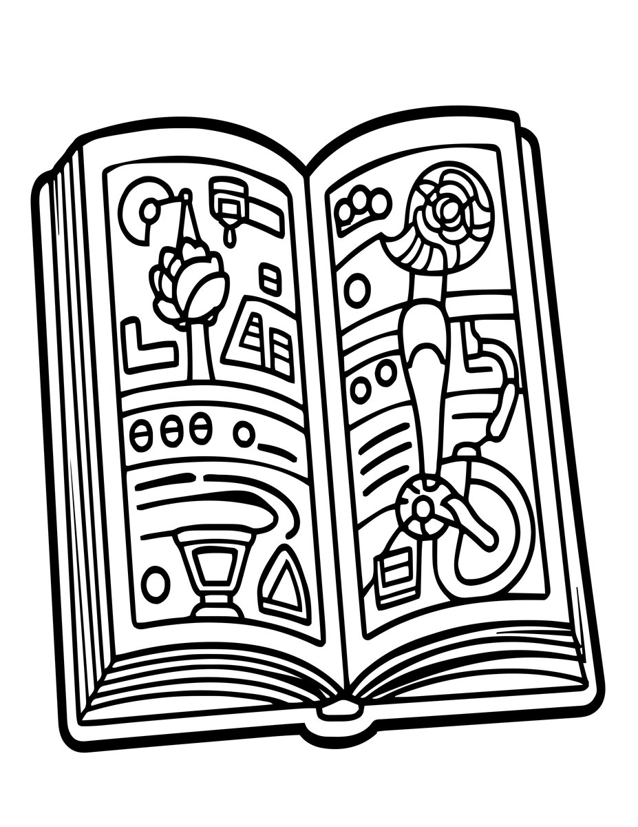 Spell Book - free printable coloring page