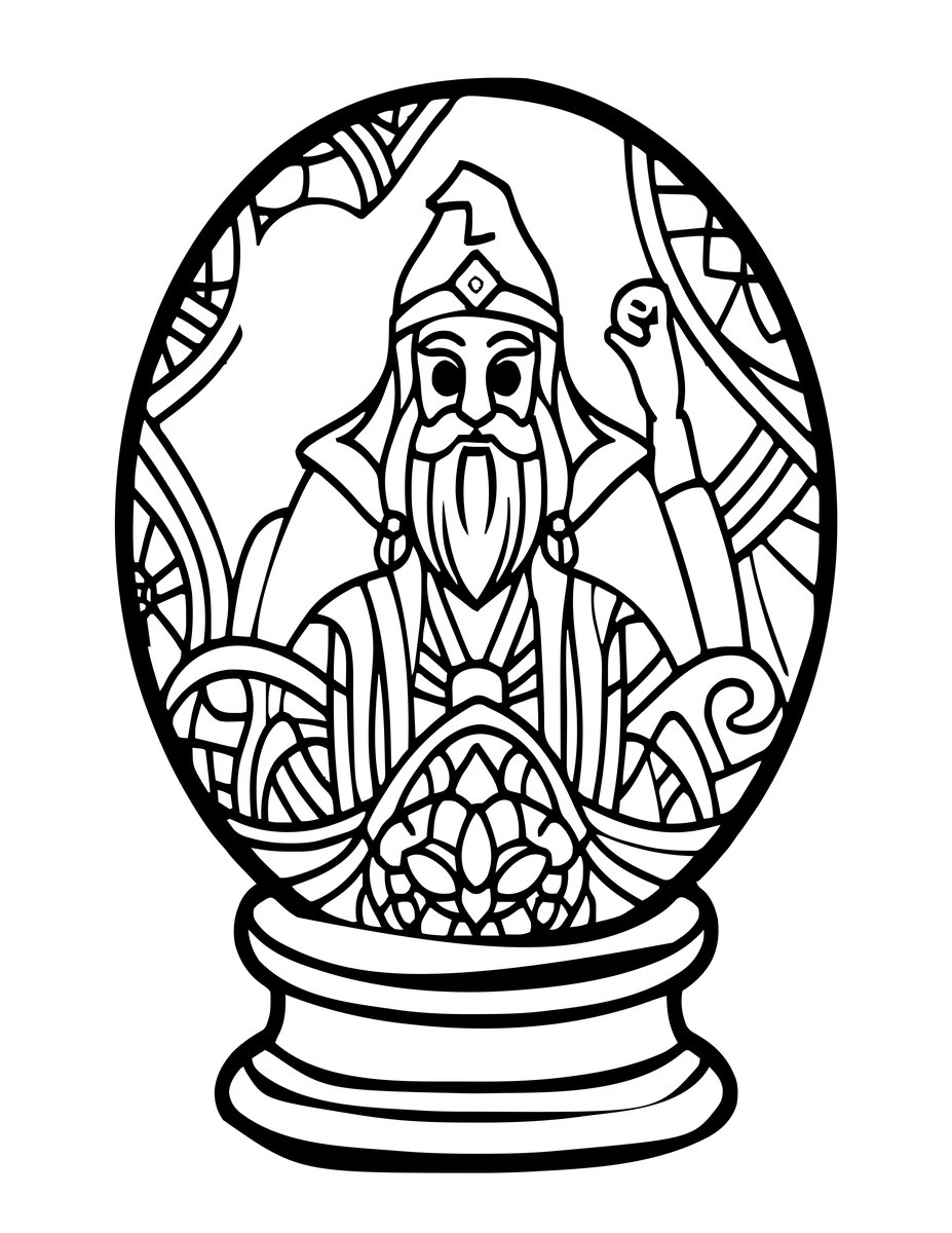 Wizard and Crystal Ball - free printable coloring page