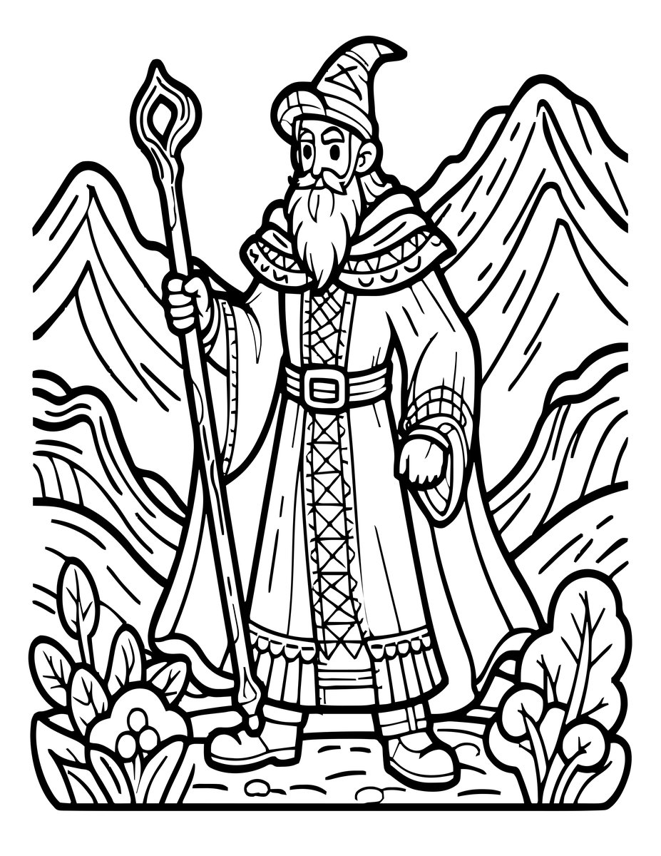 Wizard Traveling - free printable coloring page