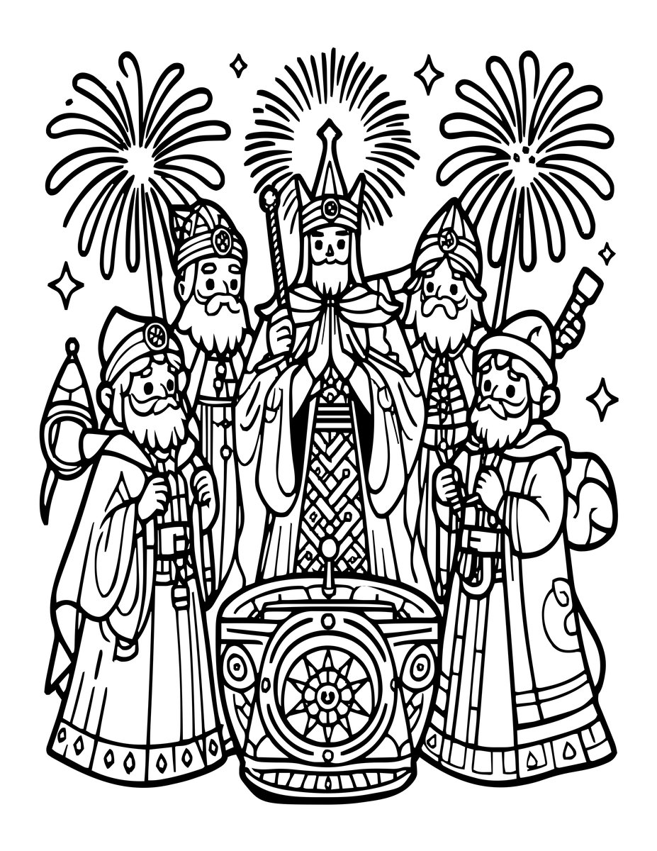 Wizard Celebration - free printable coloring page