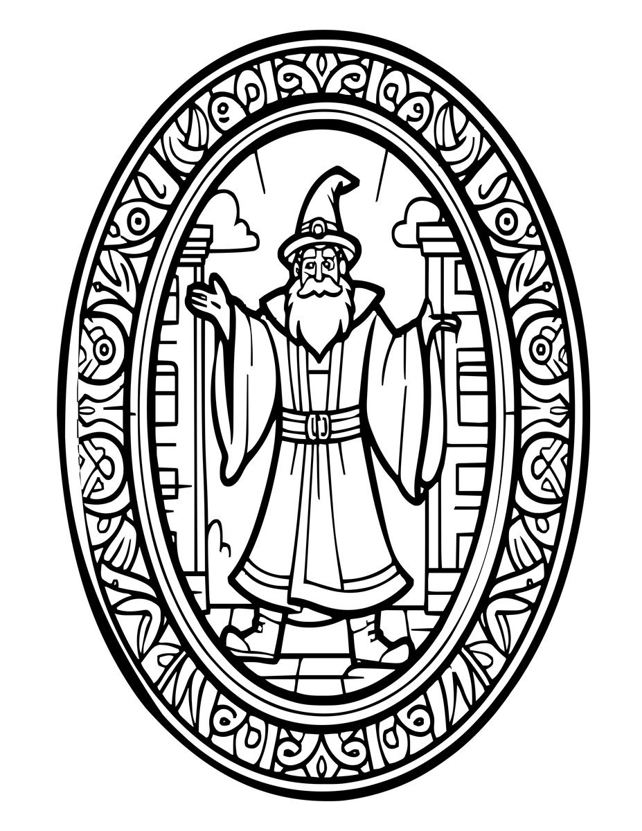 Wizard and Portal - free printable coloring page